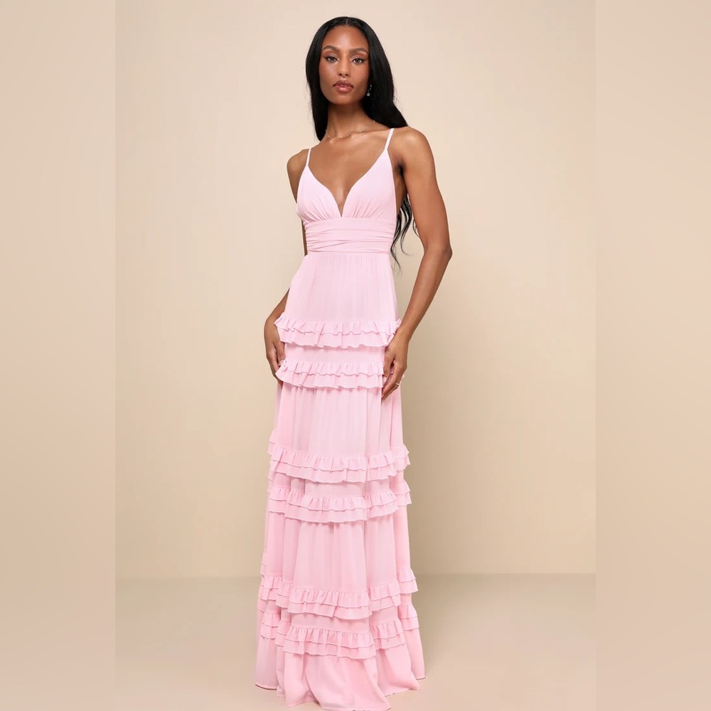 Lulu's Blush Pink Tiered Maxi Dress